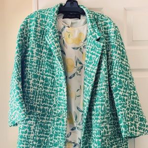 Zara Green and White Blazer